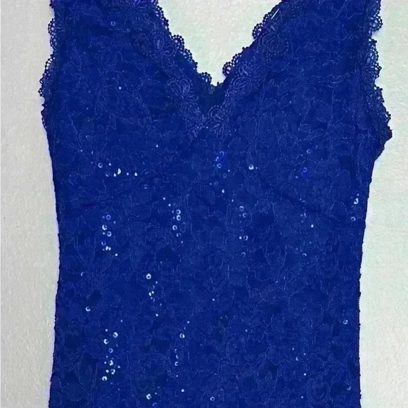 Scala Dresses & Skirts - EUC SCALA Fully Beaded Prom Gala Black Tie Mermaid Dress Size Large Blue